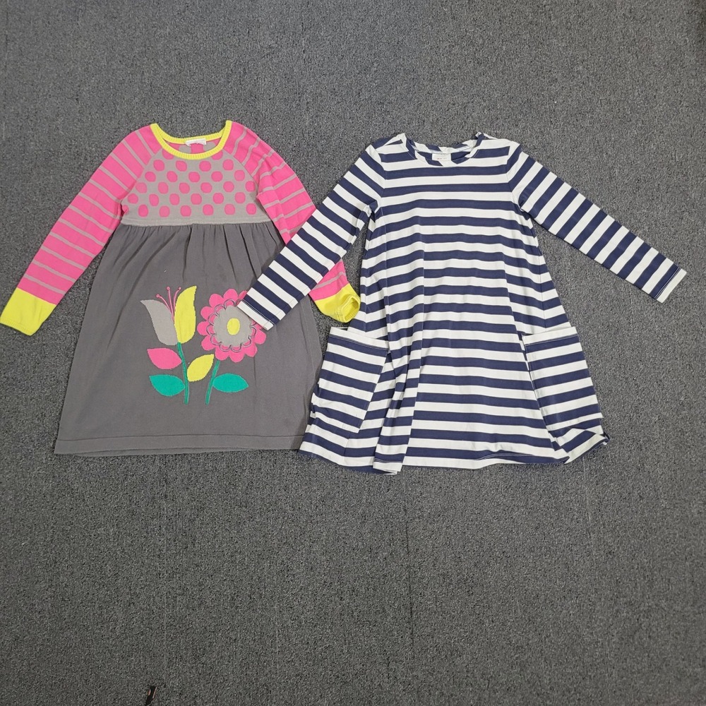 Hanna Andersson Size 130 US‎ 8 Long Sleeve Dress Bundle Floral Striped 2pc Set